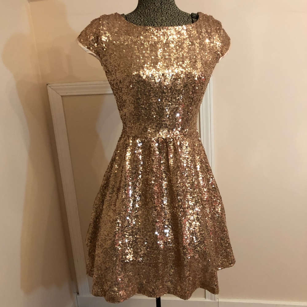 Gold Sequin Windsor Party Dress
